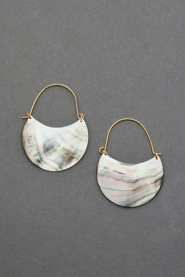 Women Lucky Brand Jewelry Shell Hoop Earring Gold