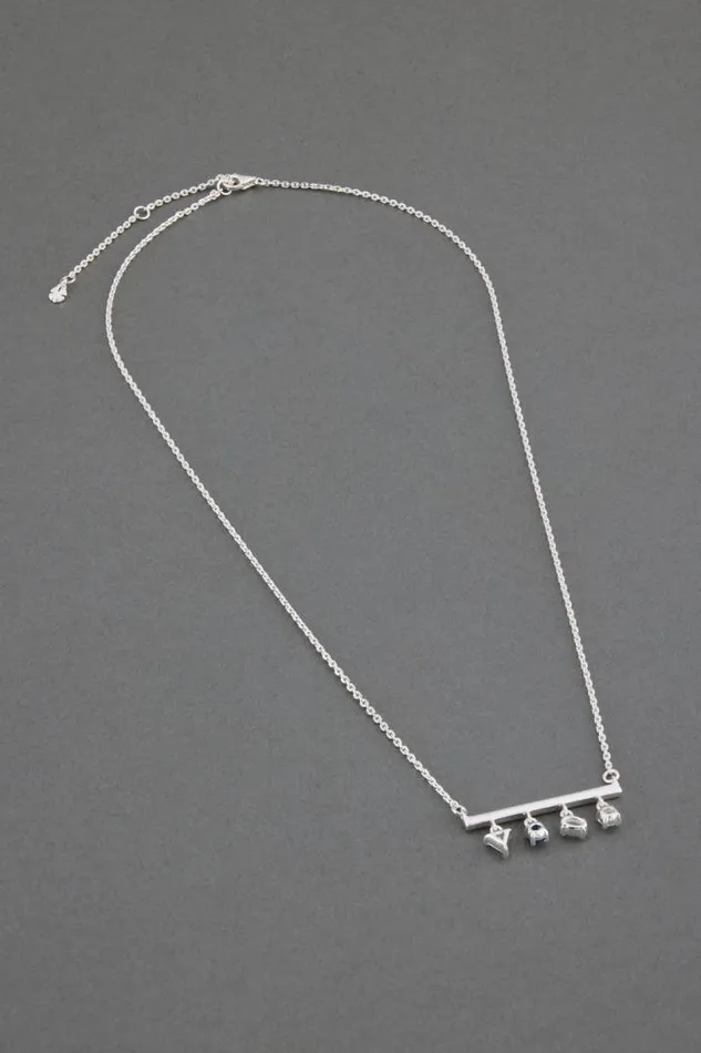 Women Lucky Brand Jewelry Sterling Silver Bar Charm Necklace Silver