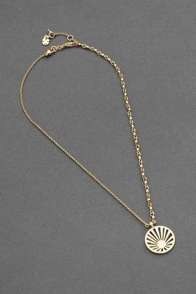 Women Lucky Brand Jewelry Sun Ray Pendant Necklace Gold