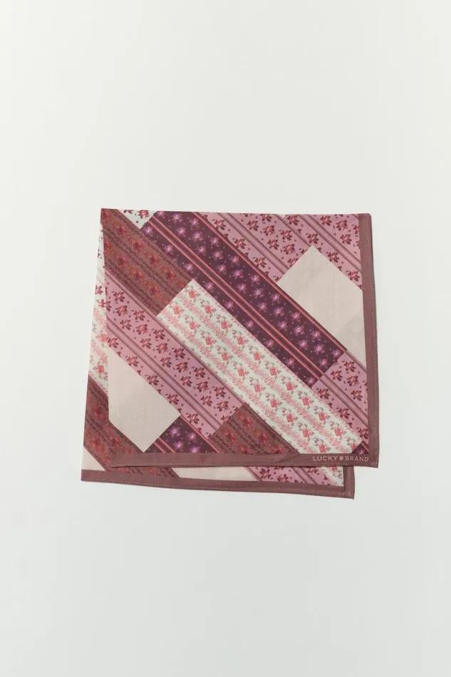Women Lucky Brand Scarves and Bandanas Quilt Print Bandana Light Brown