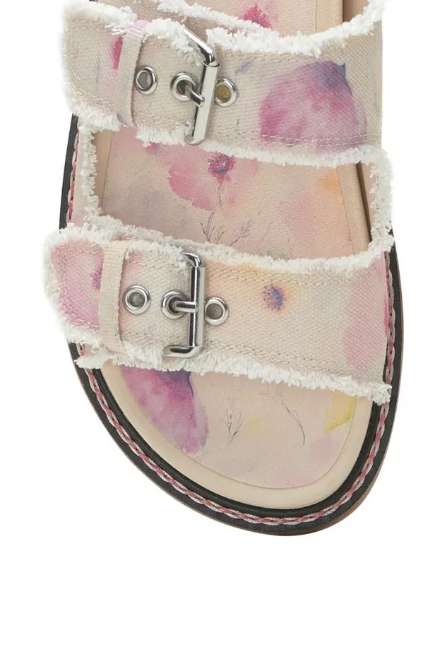 Women Lucky Brand Shoes Alffie Denim Slide Medium Light Beige