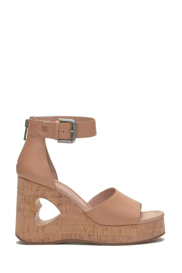 Women Lucky Brand Shoes Himmy Cork Wedge Medium Dark Brown
