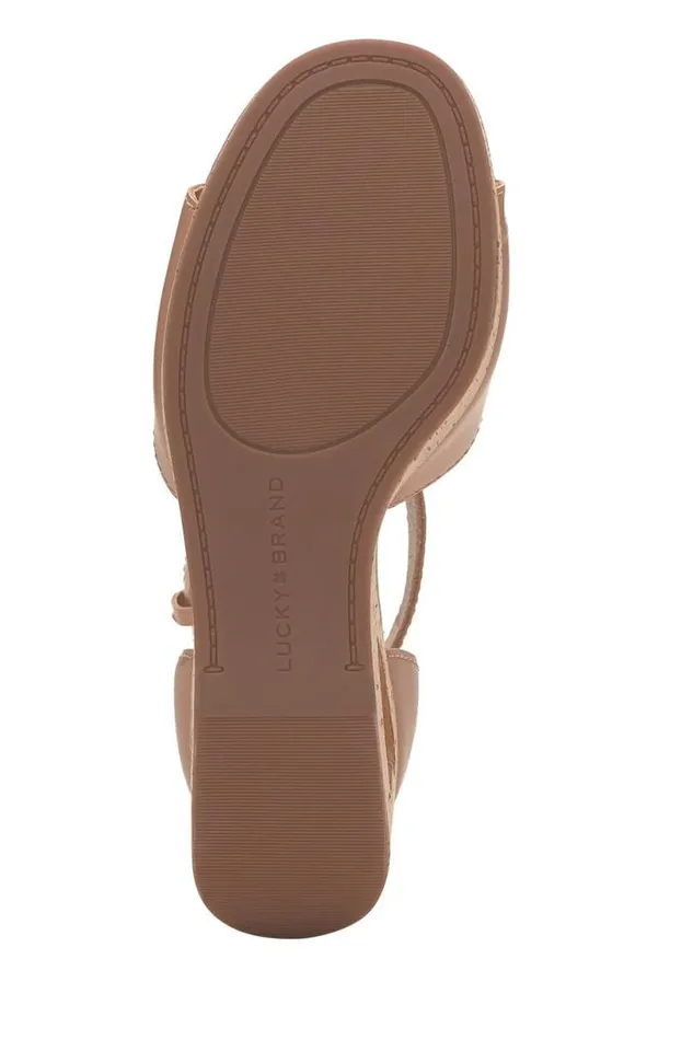 Women Lucky Brand Shoes Himmy Cork Wedge Medium Dark Brown