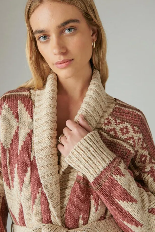 Women Lucky Brand Sweaters and Sweatshirts Lucky Heritage Cardigan Apple Butter Combo