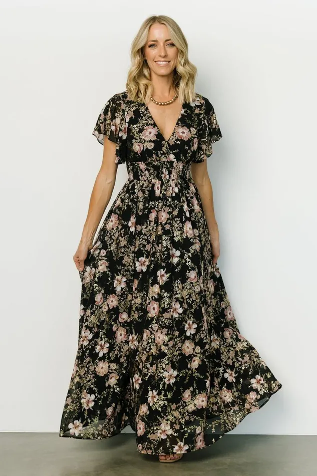 Women Lynlee Metallic Maxi Dress Black Mauve Baltic Born Maxi Dresses Women Lynlee Metallic Maxi Dress Black Mauve Baltic Born Maxi Dresses