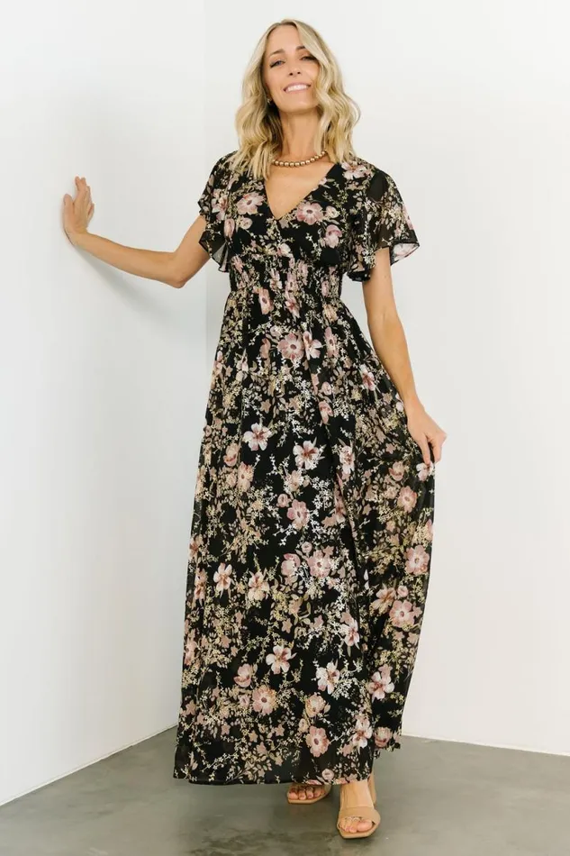 Women Lynlee Metallic Maxi Dress Black Mauve Baltic Born Maxi Dresses Women Lynlee Metallic Maxi Dress Black Mauve Baltic Born Maxi Dresses