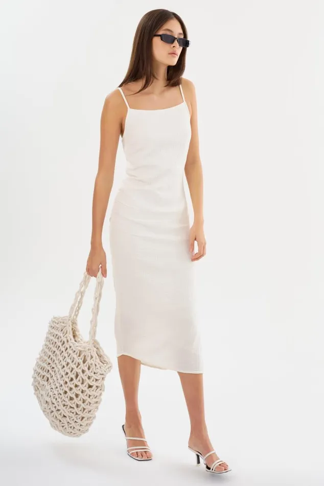 Women MACARIA Cotton Midi Dress Off White LAMARQUE Dresses
