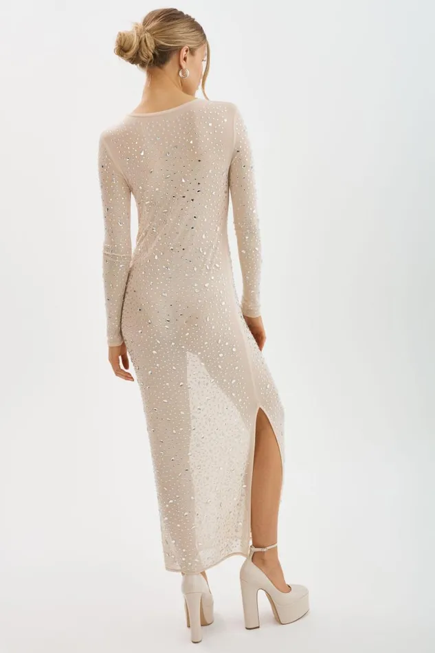 Women MARET Rhinestone Mesh Dress Bisque LAMARQUE Dresses