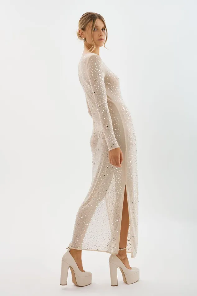Women MARET Rhinestone Mesh Dress Bisque LAMARQUE Dresses