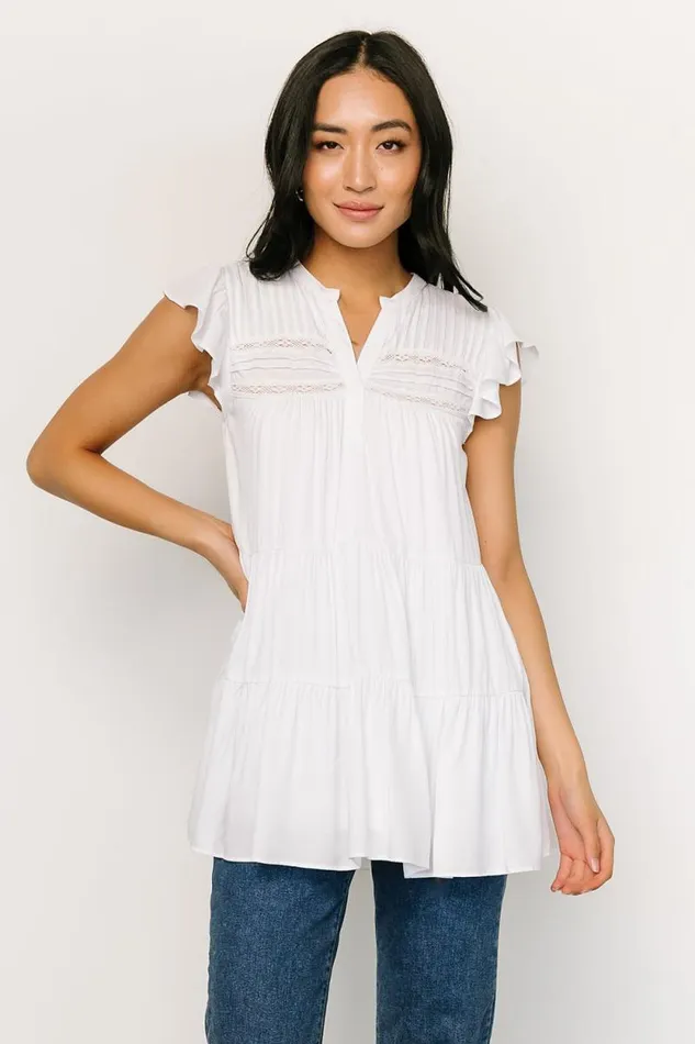 Women Margaret Tiered Top White Baltic Born Blouses and Shirts