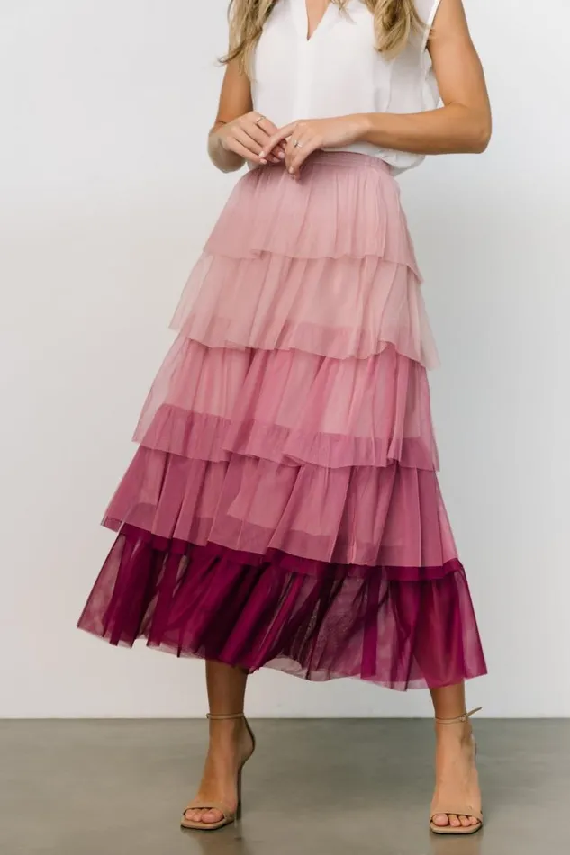Women Marlene Tulle Ruffle Skirt Mauve Berry Baltic Born Skirts Women Marlene Tulle Ruffle Skirt Mauve Berry Baltic Born Skirts