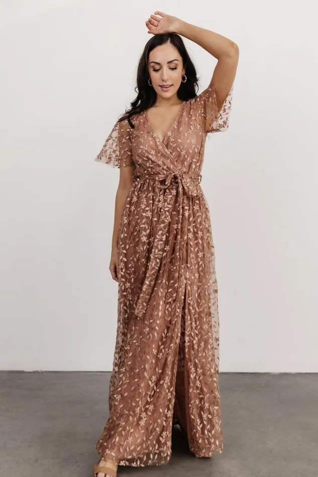 Women Marseille Embossed Maxi Dress Nude Rose Baltic Born Bump Friendly Women Marseille Embossed Maxi Dress Nude Rose Baltic Born Bump Friendly