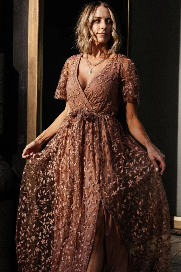 Women Marseille Embossed Maxi Dress Nude Rose Baltic Born Bump Friendly Women Marseille Embossed Maxi Dress Nude Rose Baltic Born Bump Friendly
