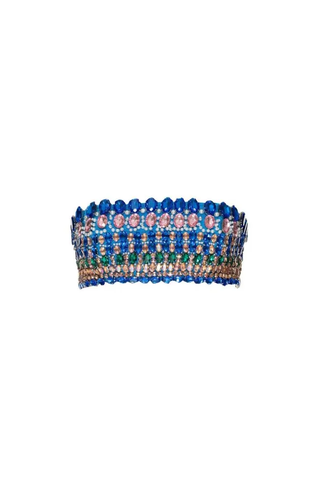 Women Matching Sets PatBO FULLY BEADED STRAPLESS TOP EXCLUSIVE FINAL SALE Blue