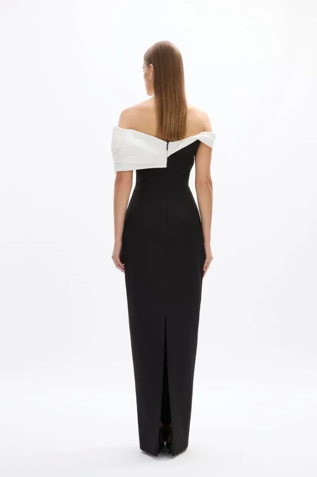 Women Maxi Dresses Rachel Gilbert Delila Gown BlackWhite Women Maxi Dresses Rachel Gilbert Delila Gown BlackWhite