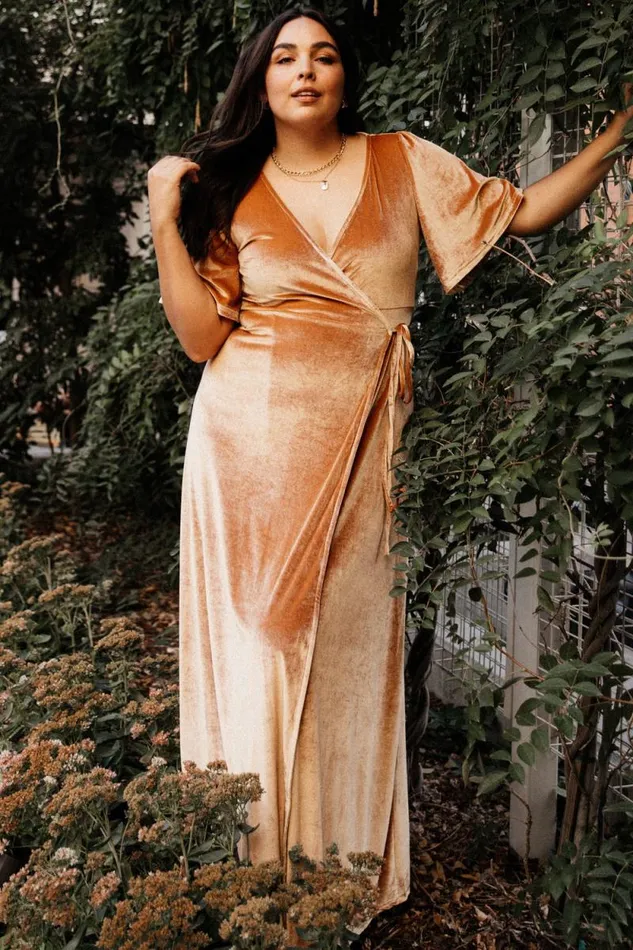 Women Meghan Velvet Wrap Maxi Dress Golden Hour Baltic Born Maxi Dresses