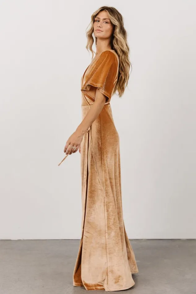 Women Meghan Velvet Wrap Maxi Dress Golden Hour Baltic Born Maxi Dresses