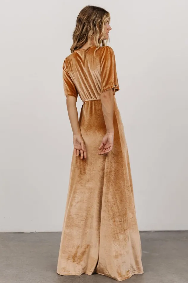 Women Meghan Velvet Wrap Maxi Dress Golden Hour Baltic Born Maxi Dresses