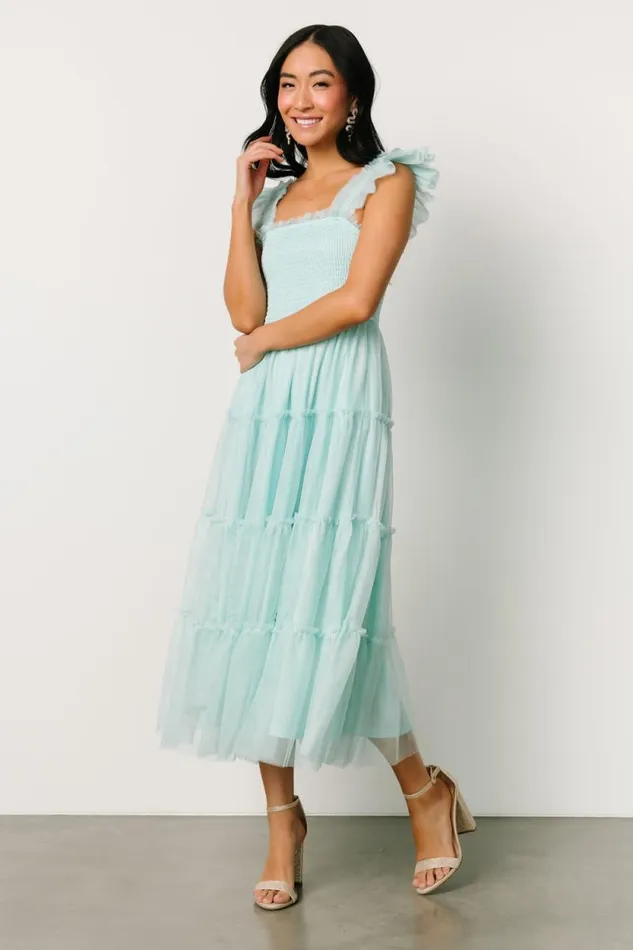 Women Mindi Tulle Midi Dress Sea Blue Baltic Born Midi Dresses