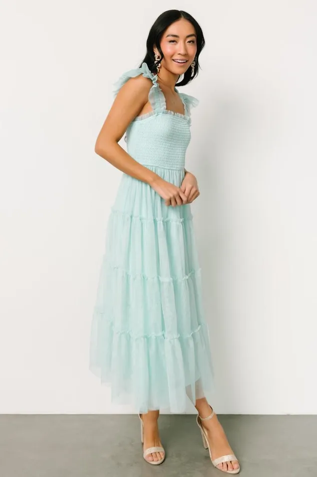 Women Mindi Tulle Midi Dress Sea Blue Baltic Born Midi Dresses