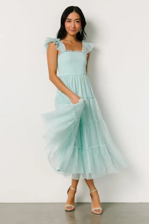 Women Mindi Tulle Midi Dress Sea Blue Baltic Born Midi Dresses