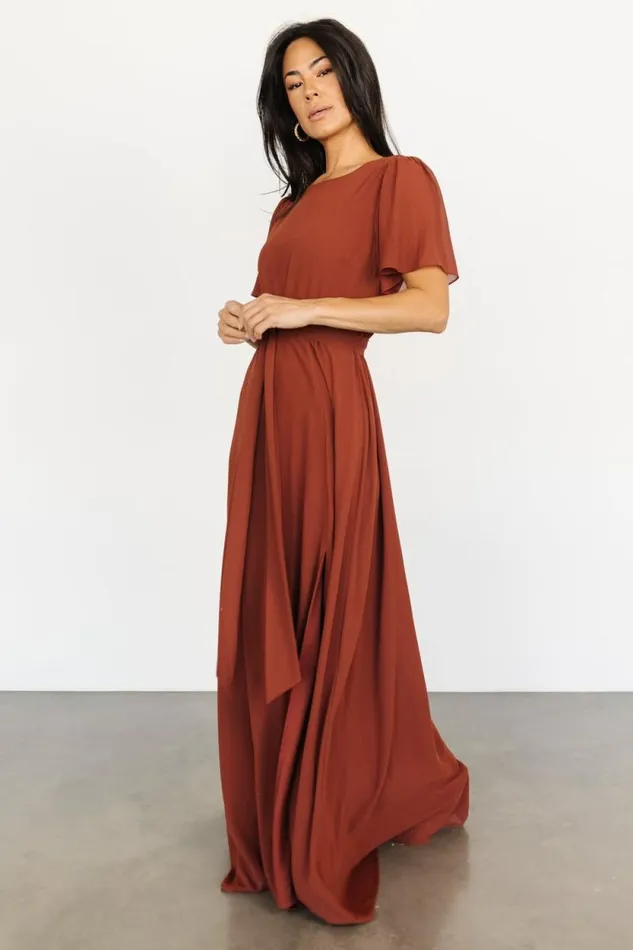 Women Naomi Short Sleeve Maxi Dress Cinnamon Baltic Born Maxi Dresses Women Naomi Short Sleeve Maxi Dress Cinnamon Baltic Born Maxi Dresses