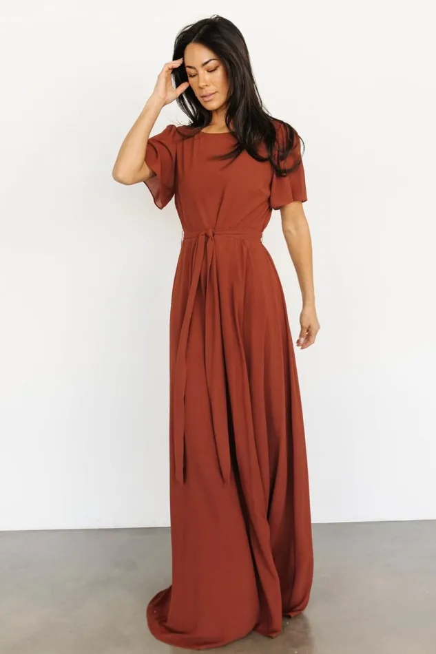Women Naomi Short Sleeve Maxi Dress Cinnamon Baltic Born Maxi Dresses Women Naomi Short Sleeve Maxi Dress Cinnamon Baltic Born Maxi Dresses