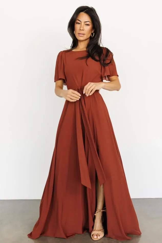 Women Naomi Short Sleeve Maxi Dress Cinnamon Baltic Born Maxi Dresses Women Naomi Short Sleeve Maxi Dress Cinnamon Baltic Born Maxi Dresses