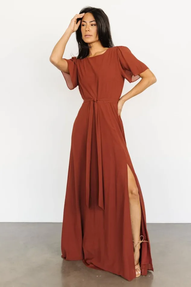 Women Naomi Short Sleeve Maxi Dress Cinnamon Baltic Born Maxi Dresses Women Naomi Short Sleeve Maxi Dress Cinnamon Baltic Born Maxi Dresses