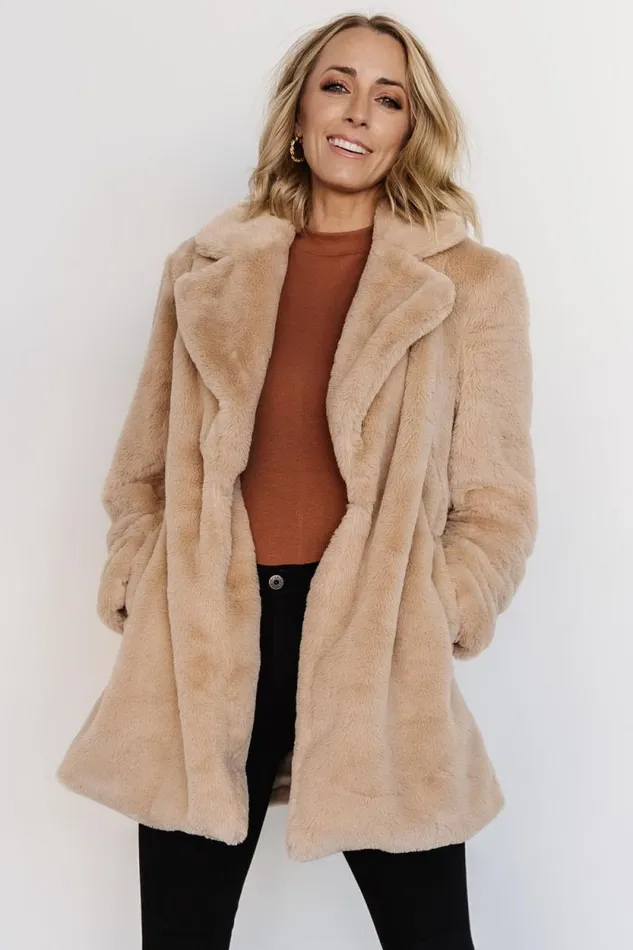 Women Narla Faux Fur Coat Oatmeal Baltic Born Outerwear
