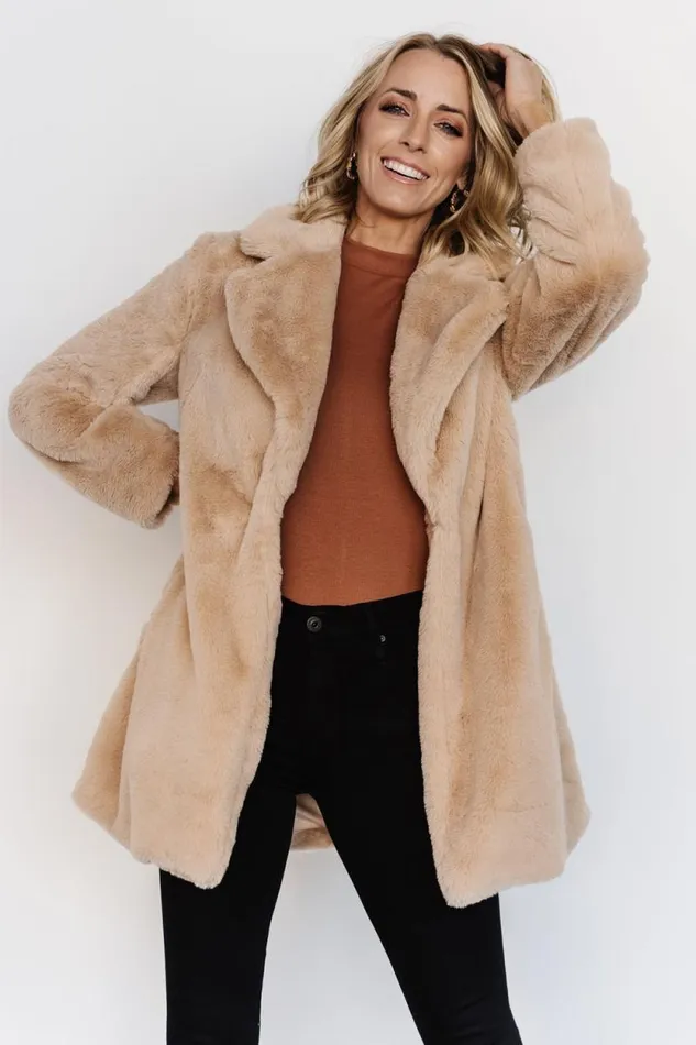 Women Narla Faux Fur Coat Oatmeal Baltic Born Outerwear Women Narla Faux Fur Coat Oatmeal Baltic Born Outerwear