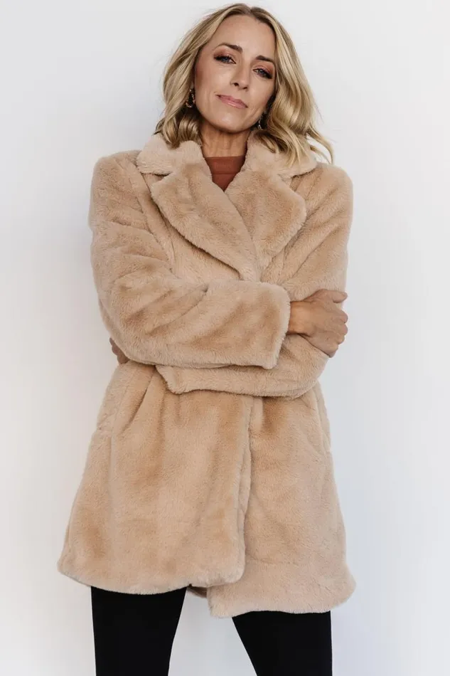 Women Narla Faux Fur Coat Oatmeal Baltic Born Outerwear Women Narla Faux Fur Coat Oatmeal Baltic Born Outerwear
