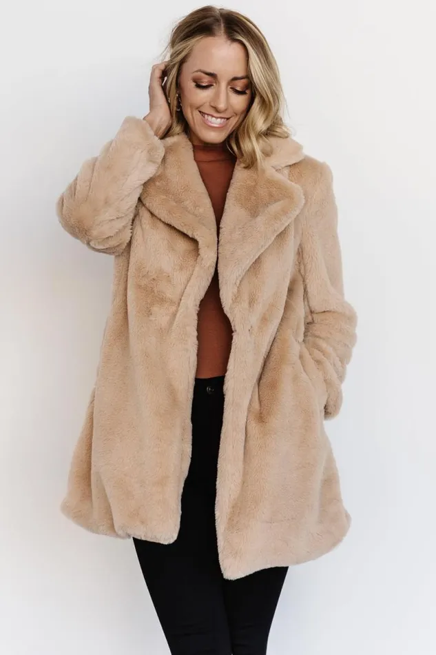 Women Narla Faux Fur Coat Oatmeal Baltic Born Outerwear Women Narla Faux Fur Coat Oatmeal Baltic Born Outerwear