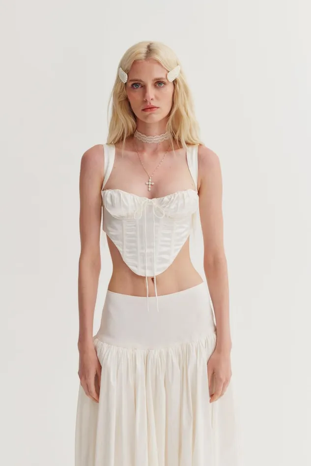 Women Nelly Corset Top White For Love and Lemons Tops