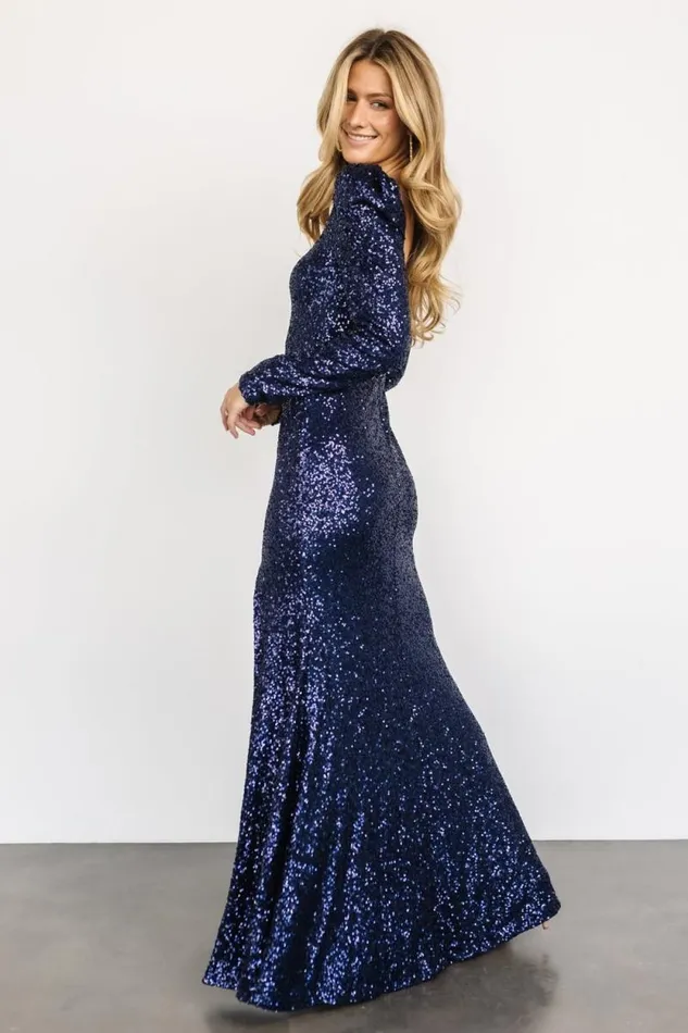 Women Nicolette Sequin Gown Navy Baltic Born Embellished and Sequined Women Nicolette Sequin Gown Navy Baltic Born Embellished and Sequined