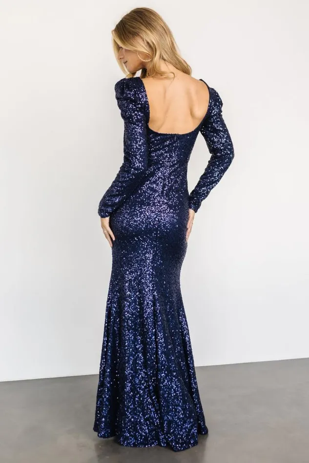 Women Nicolette Sequin Gown Navy Baltic Born Embellished and Sequined Women Nicolette Sequin Gown Navy Baltic Born Embellished and Sequined