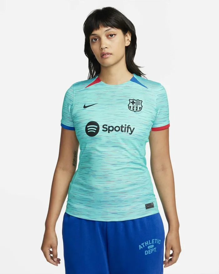 Women Nike All Clothing FC Barcelona 202324 Stadium Third Light Aquaroyal Blueuniversity Redblack