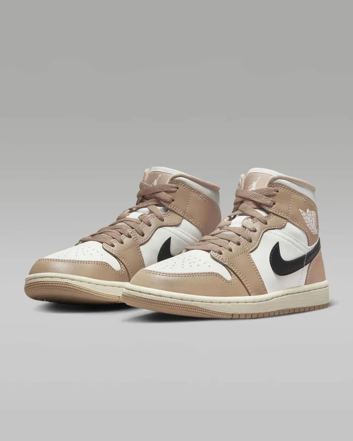 Women Nike All Shoes Air Jordan 1 Mid Saildesertblack
