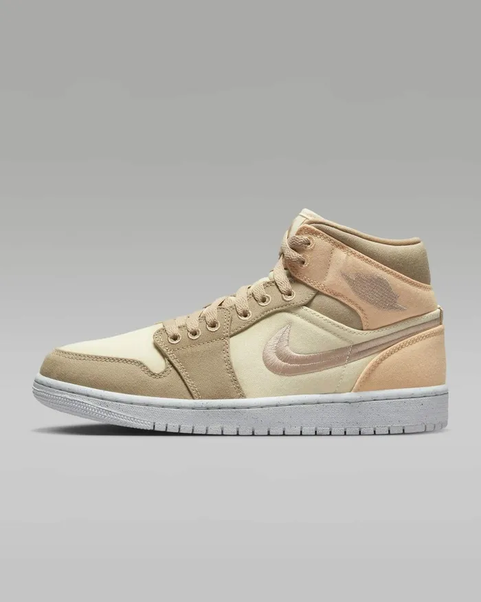 Women Nike All Shoes Air Jordan 1 Mid SE Muslincelestial Goldsaildesert