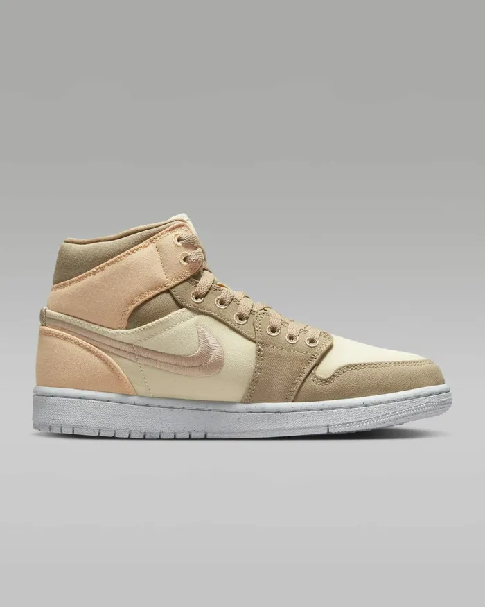 Women Nike All Shoes Air Jordan 1 Mid SE Muslincelestial Goldsaildesert