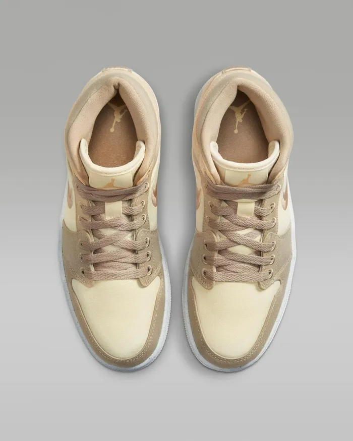 Women Nike All Shoes Air Jordan 1 Mid SE Muslincelestial Goldsaildesert