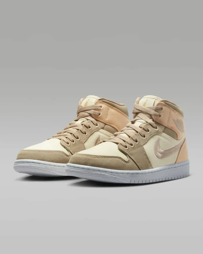 Women Nike All Shoes Air Jordan 1 Mid SE Muslincelestial Goldsaildesert