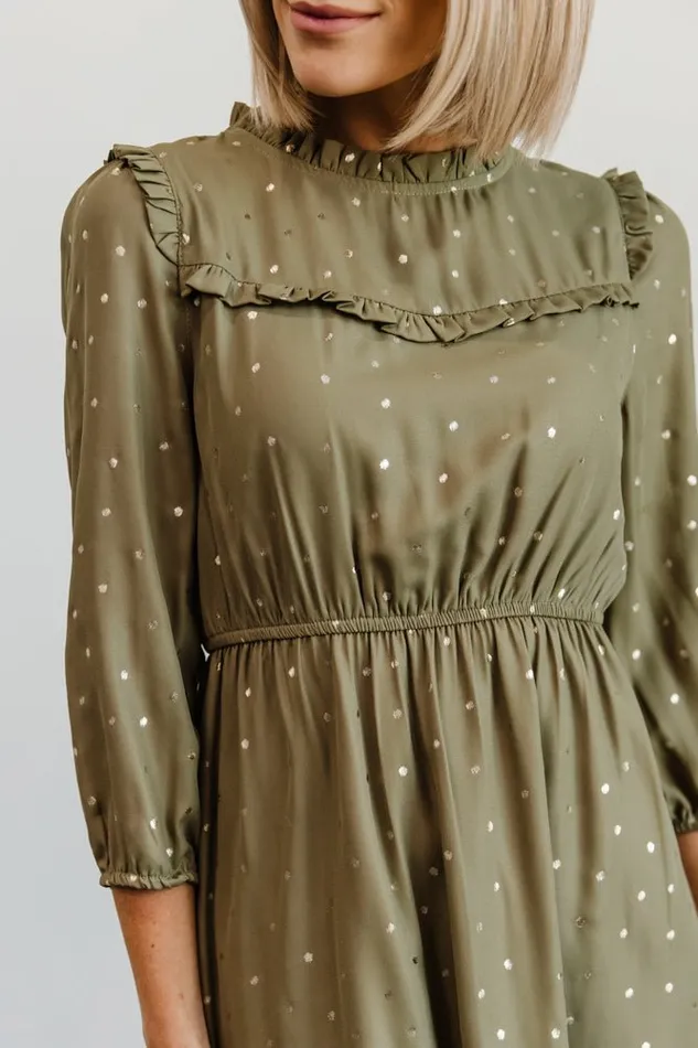 Women Nixon Pintuck Ruffle Midi Dress Green Baltic Born Midi Dresses Women Nixon Pintuck Ruffle Midi Dress Green Baltic Born Midi Dresses