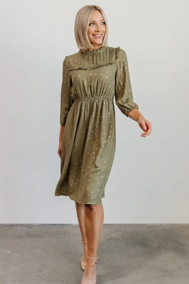 Women Nixon Pintuck Ruffle Midi Dress Green Baltic Born Midi Dresses Women Nixon Pintuck Ruffle Midi Dress Green Baltic Born Midi Dresses