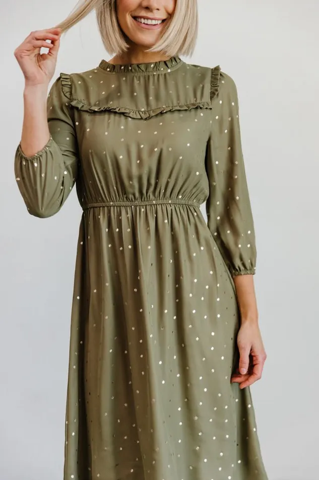 Women Nixon Pintuck Ruffle Midi Dress Green Baltic Born Midi Dresses Women Nixon Pintuck Ruffle Midi Dress Green Baltic Born Midi Dresses