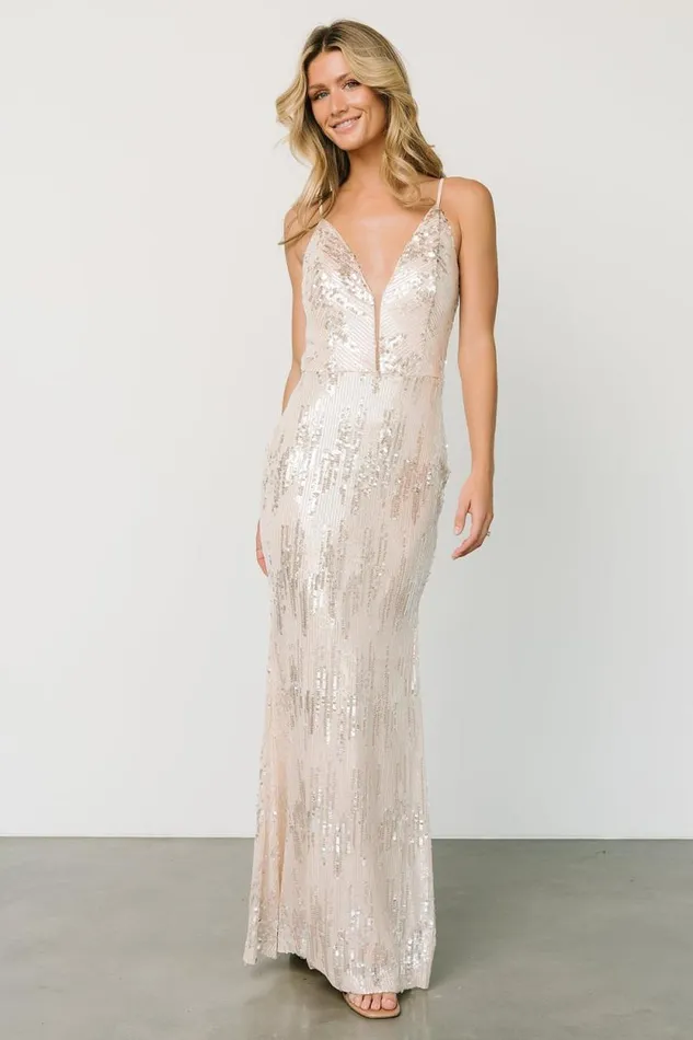 Women Nyah Sequin Gown Champagne Baltic Born Embellished and Sequined