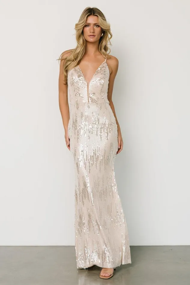 Women Nyah Sequin Gown Champagne Baltic Born Embellished and Sequined