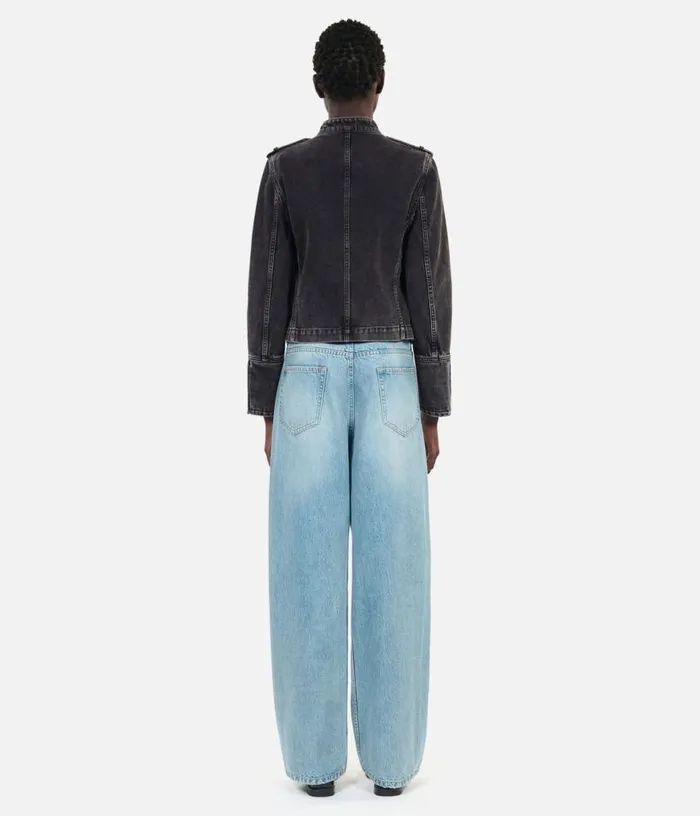 Women Officerstyle Grey Denim Jacket THE KOOPLES Coats and Jackets