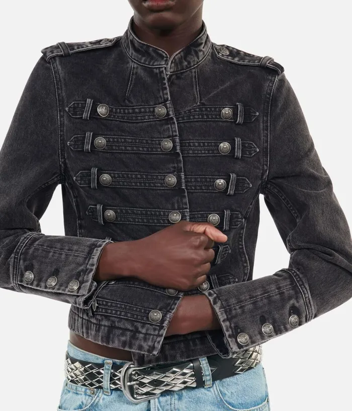 Women Officerstyle Grey Denim Jacket THE KOOPLES Coats and Jackets