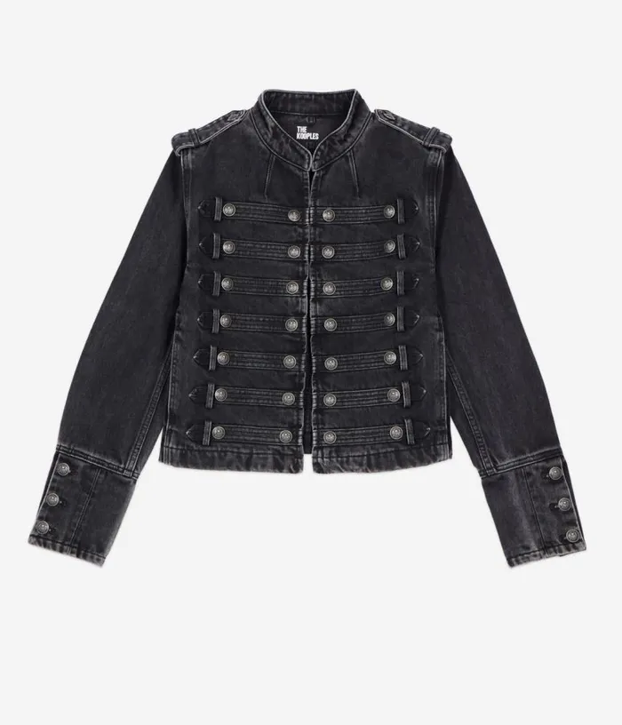 Women Officerstyle Grey Denim Jacket THE KOOPLES Coats and Jackets